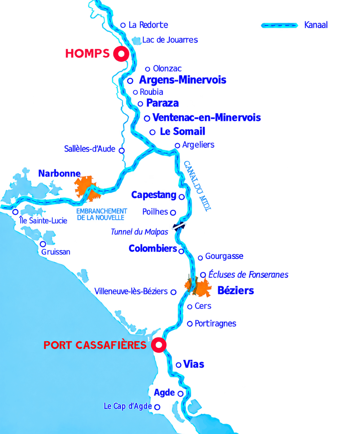 Vaarroute Canal du Midi